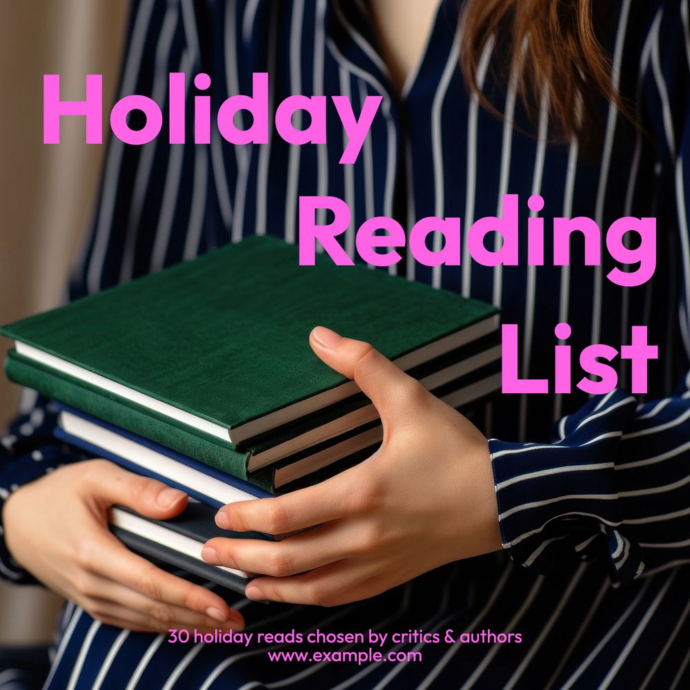 Holiday reading & books Instagram post template, editable text