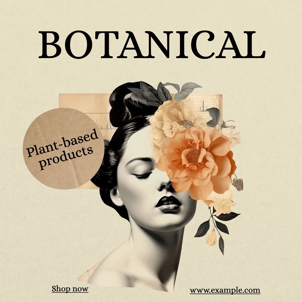 Botanical products Instagram post template, editable text