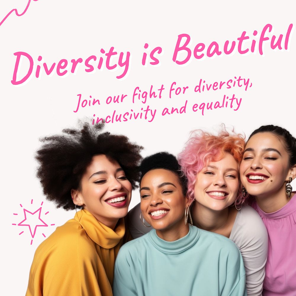 Diversity is beautiful, Instagram post template, editable text