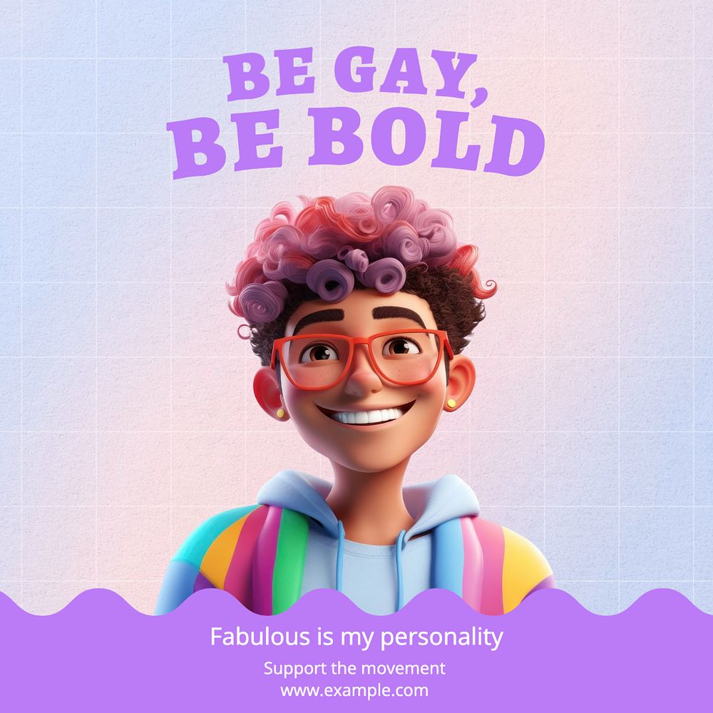 Be gay be bold Instagram post template, editable text