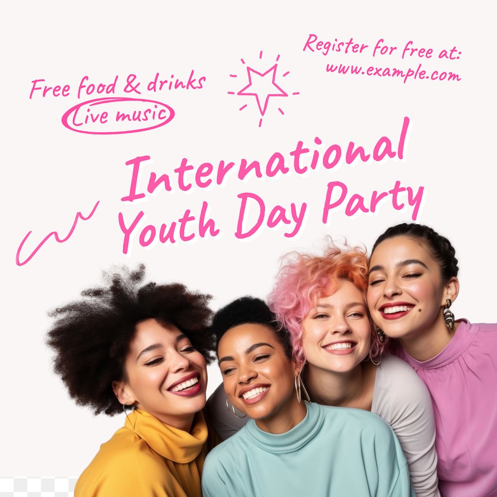 Youth day party Instagram post template, editable text