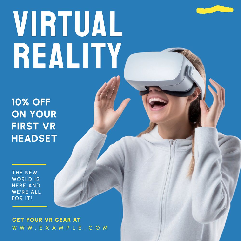 Virtual reality Instagram post template, editable text