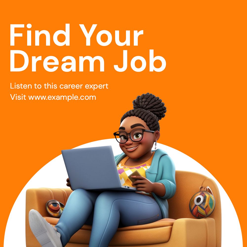 Find your dream job Instagram post template, editable text