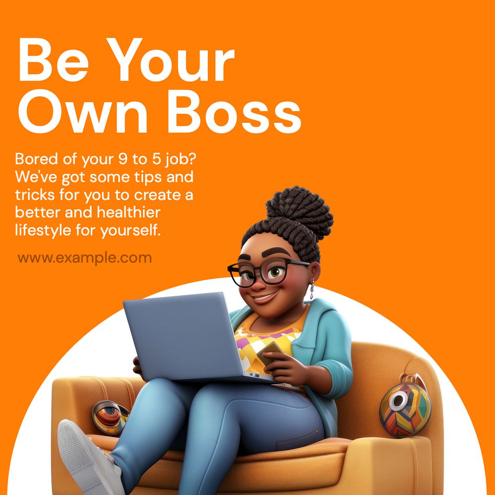 Be your own boss Instagram post template, editable text