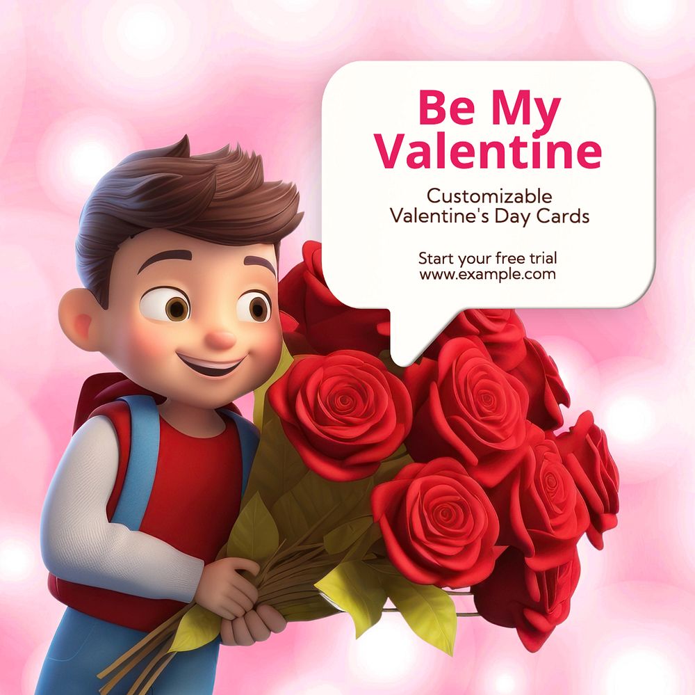 Be my valentine Instagram post template, editable text