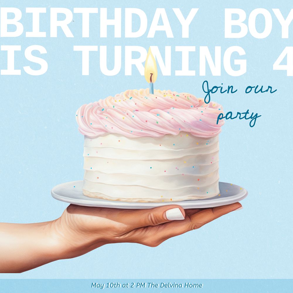 Birthday boy Instagram post template, editable text