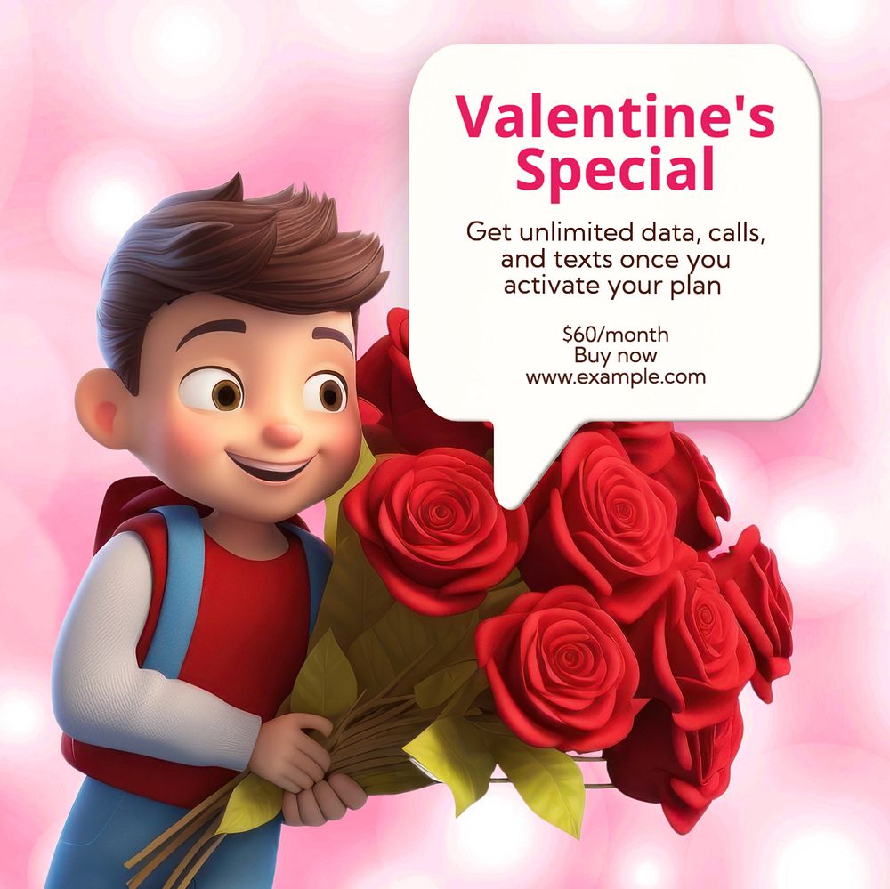 Valentine's special Instagram post template, editable text