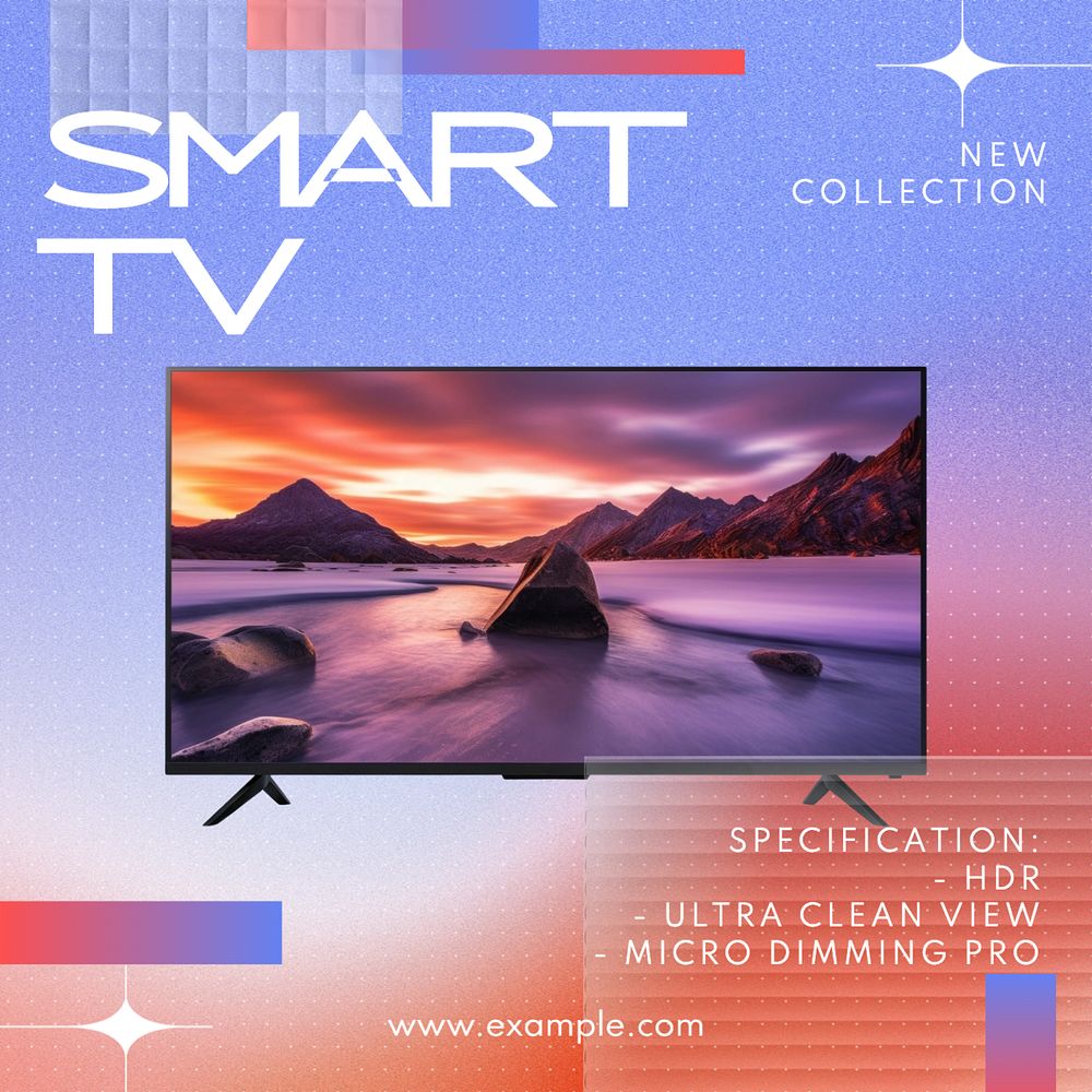 Smart television Instagram post template, editable text