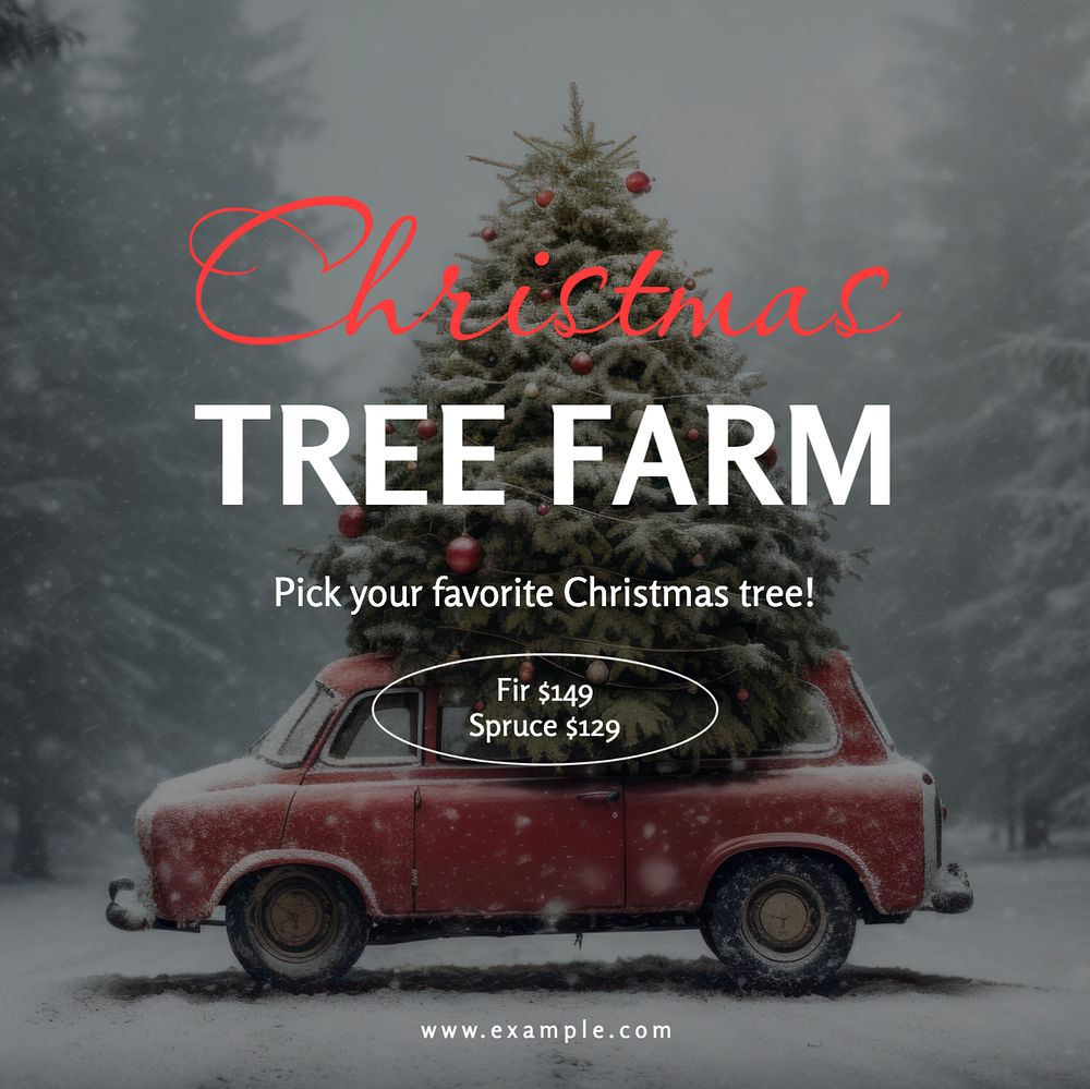 Christmas tree farm Instagram post template, editable text