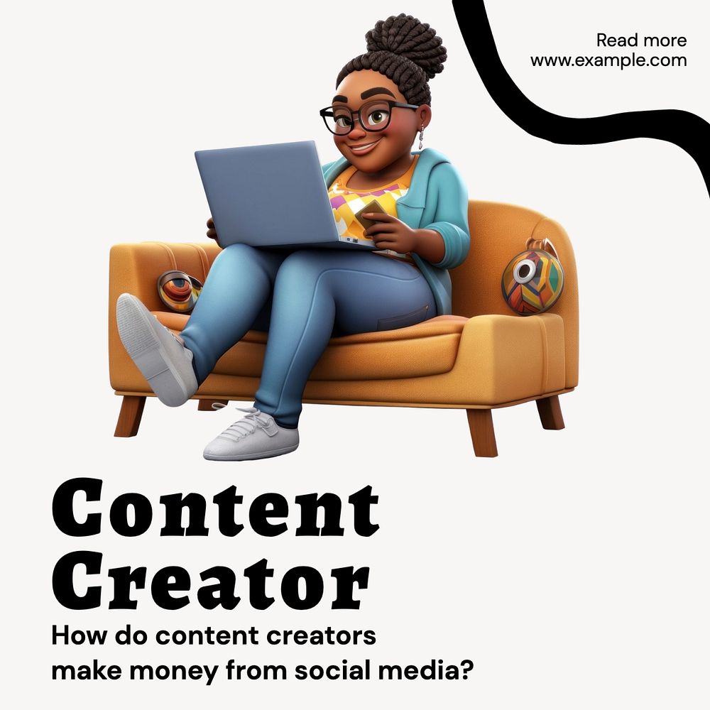 Content creator Instagram post template, editable text