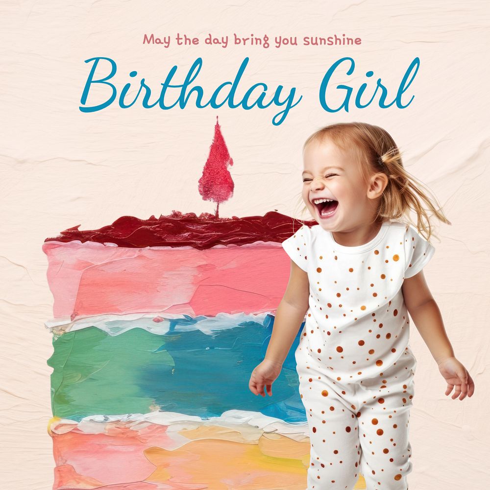 Birthday girl, Instagram post template, editable text