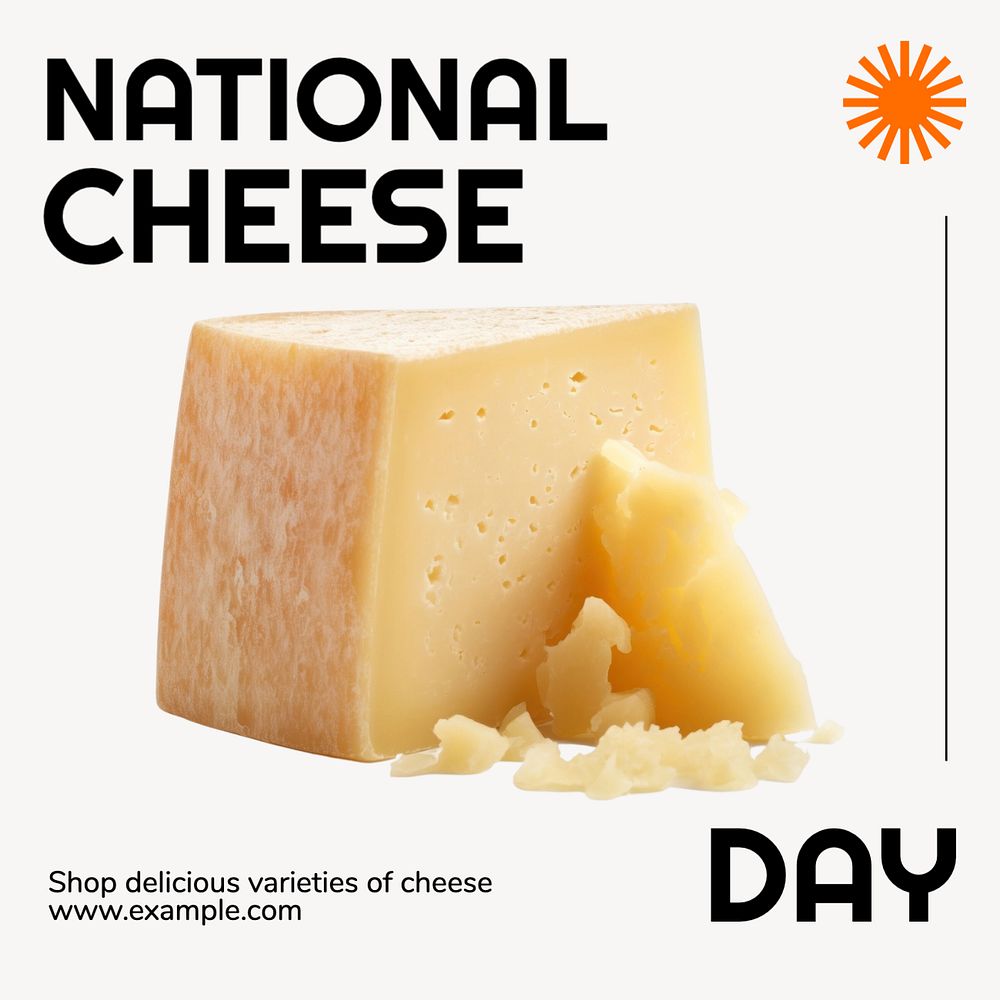 National cheese day Instagram post template, editable text