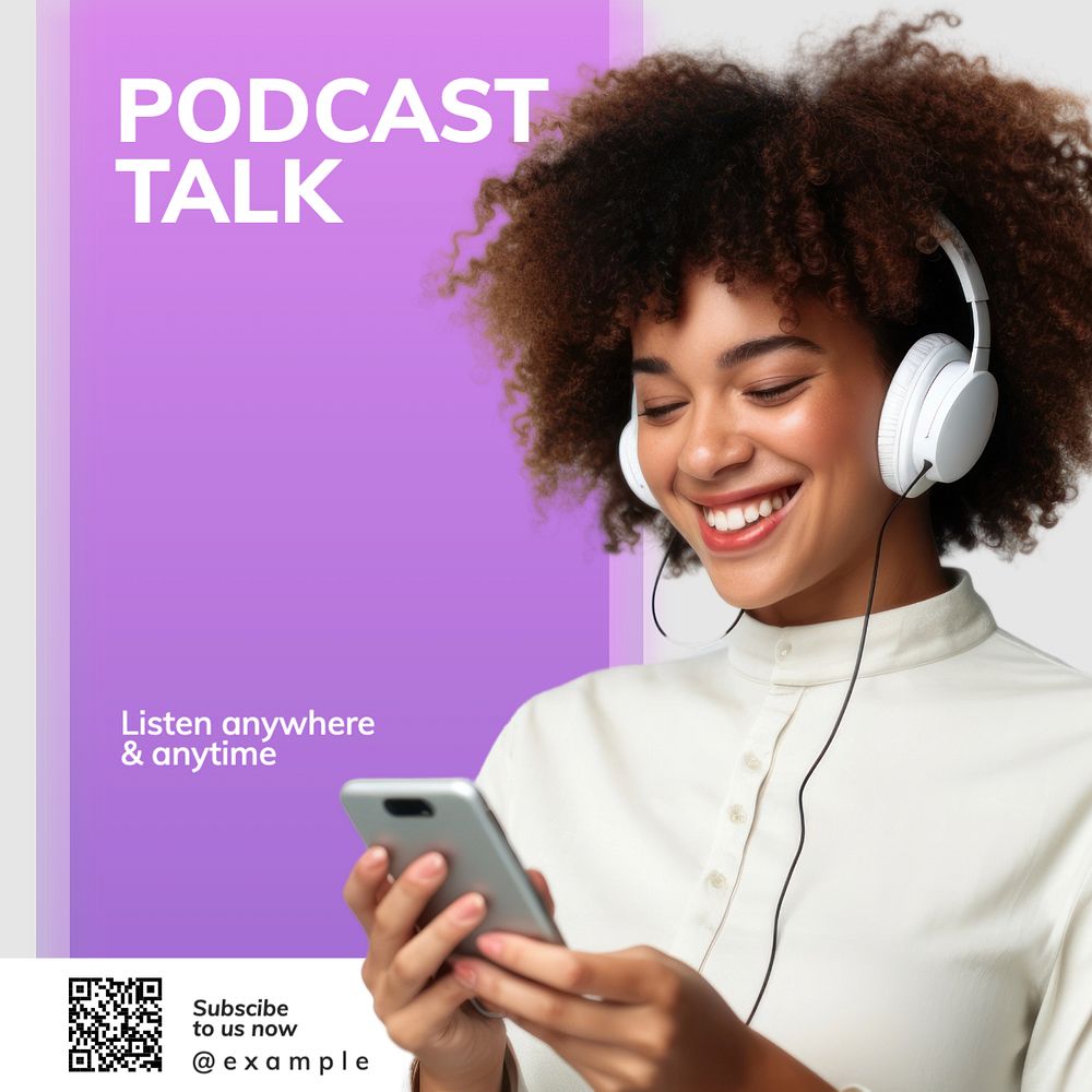 Podcast talk Instagram post template, editable text