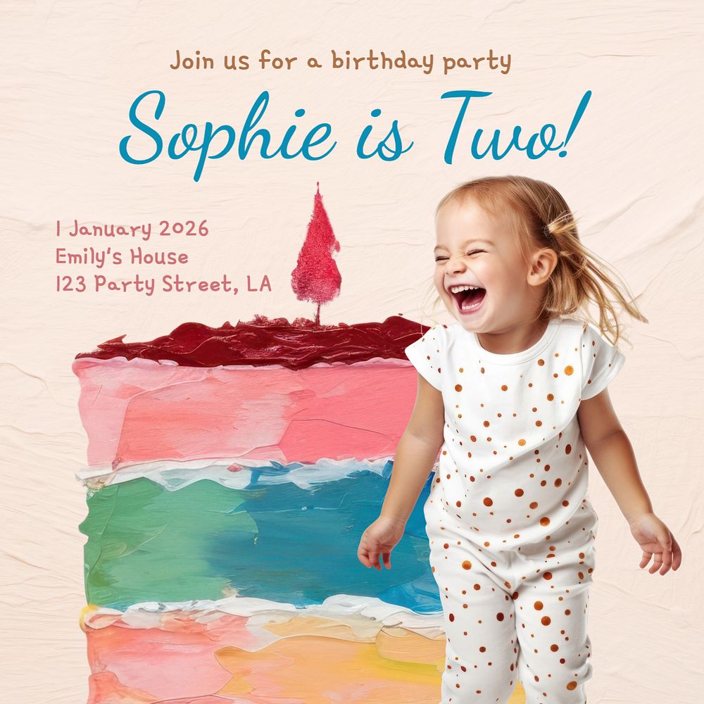 Birthday party, Instagram post template, editable text