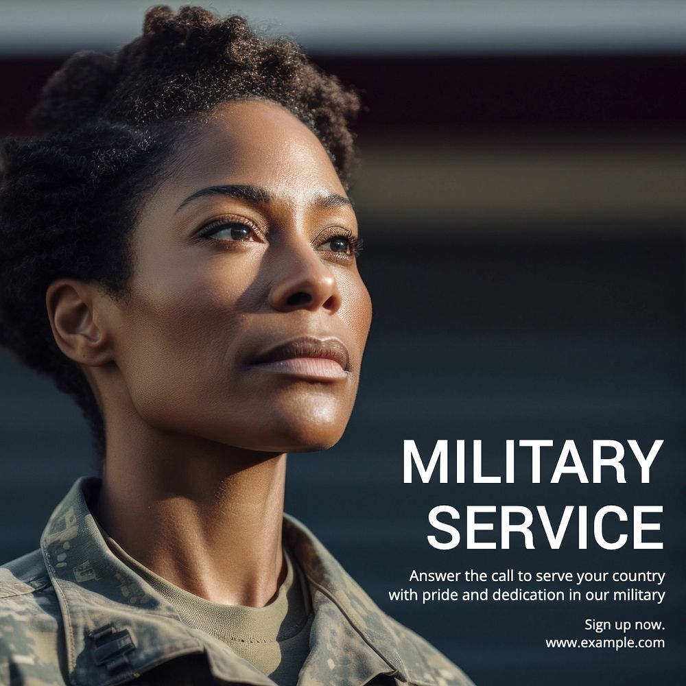 Military service Instagram post template, editable text