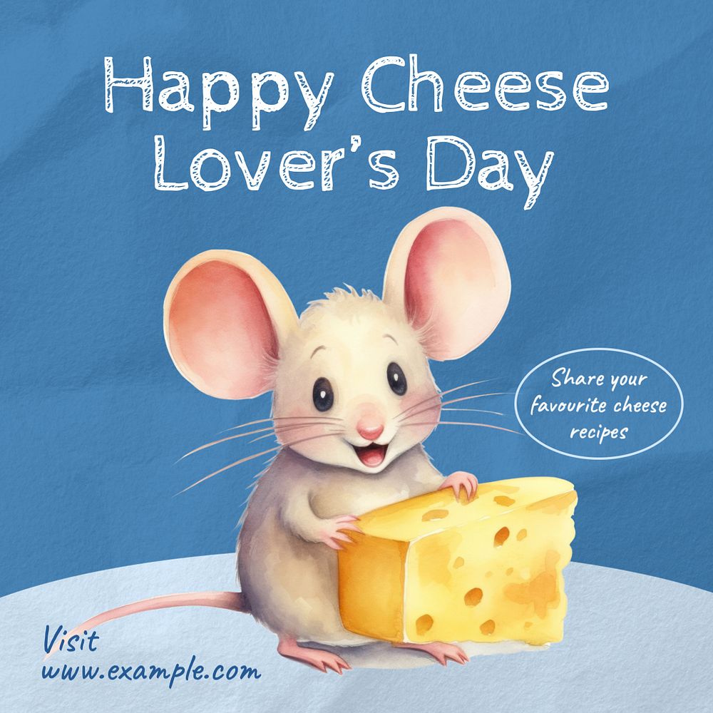 Cheese lover's day Instagram post template, editable text