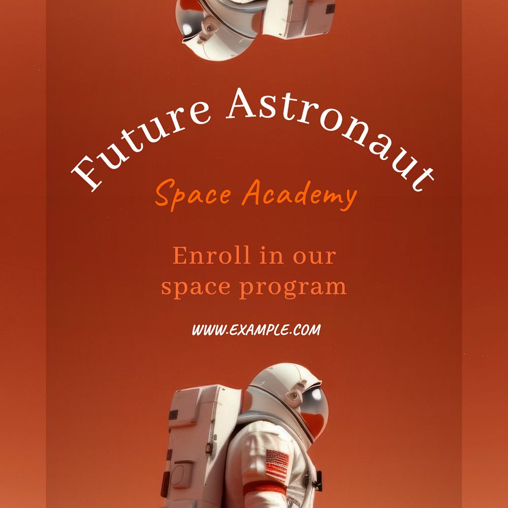 Future astronaut Instagram post template, editable text