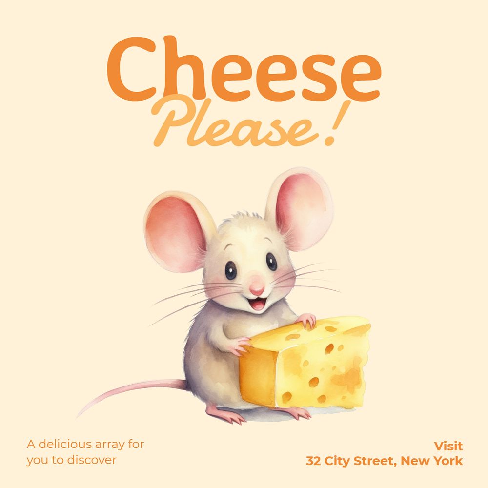 Cheese Instagram post template, editable text