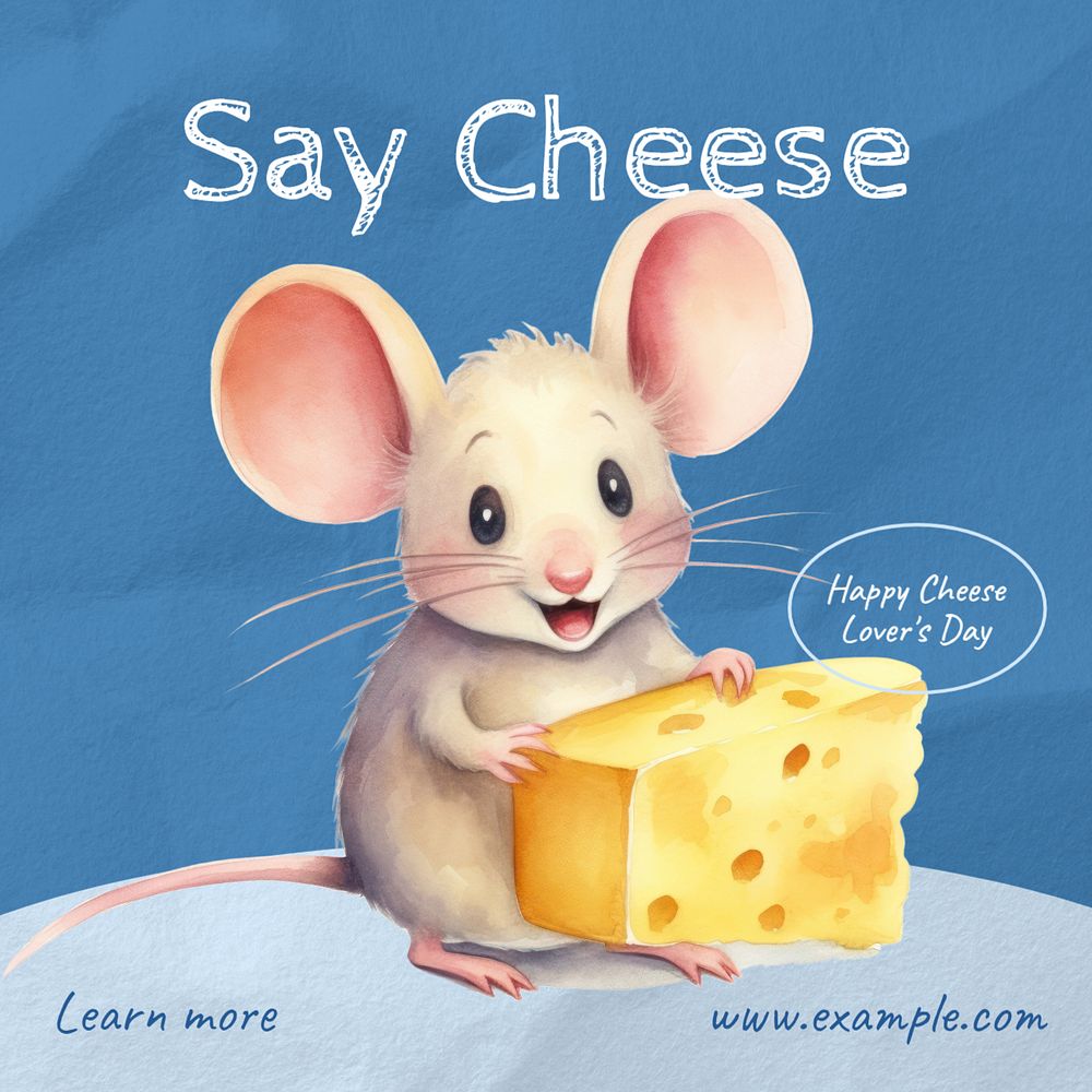 Cheese lover's day Instagram post template, editable text