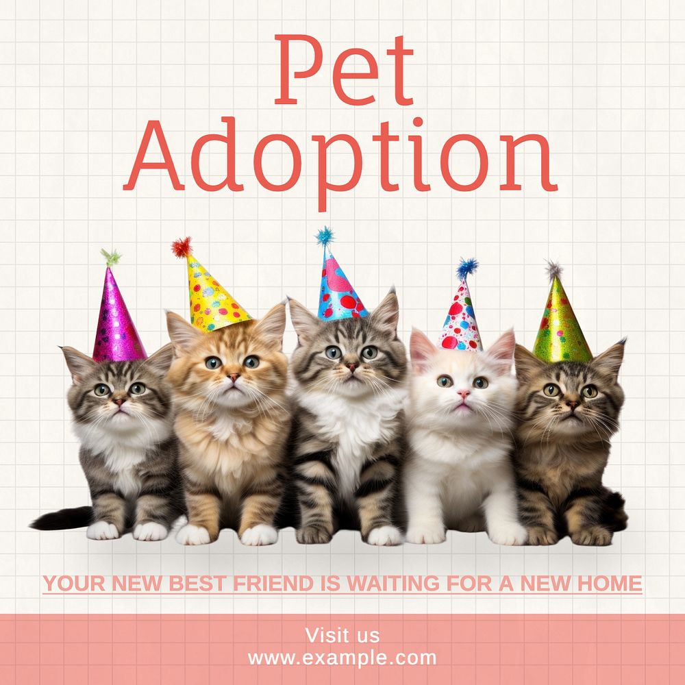 Pet adoption Instagram post template, editable text