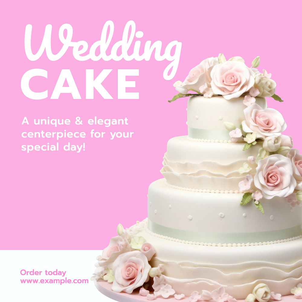 Wedding cake Instagram post template, editable text