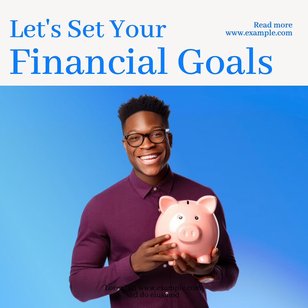 Financial goals Instagram post template, editable text