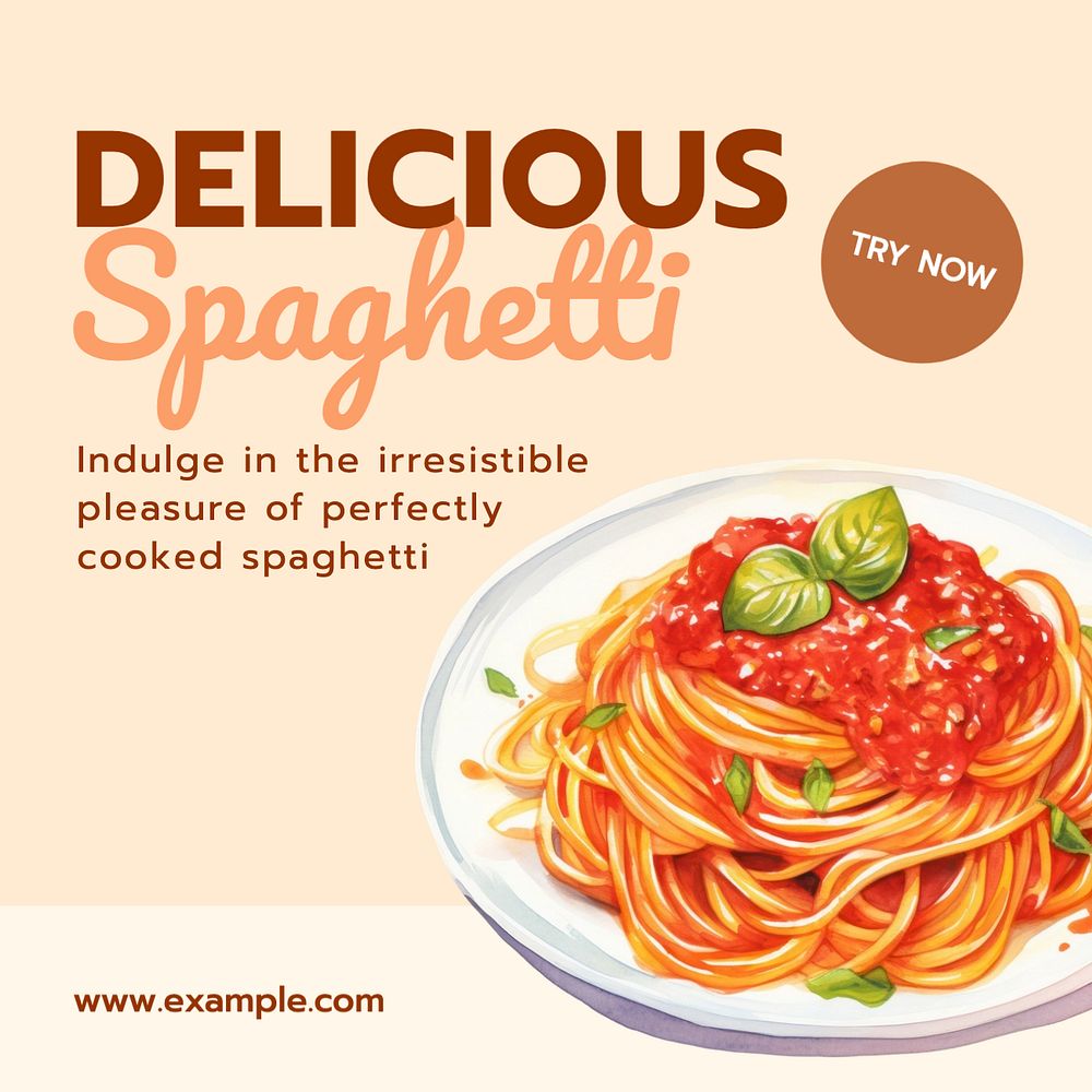 Delicious spaghetti Instagram post template, editable text