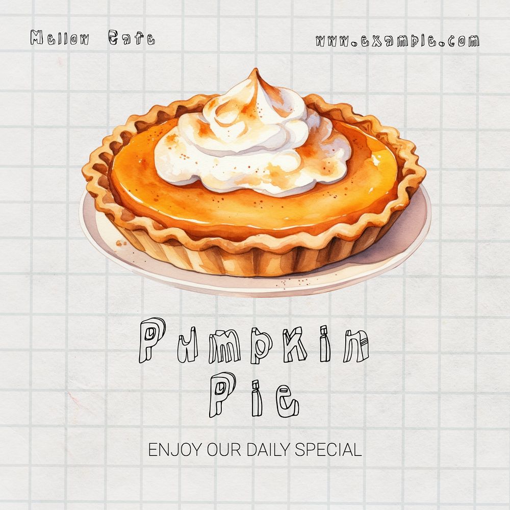 Pumpkin pie Instagram post template, editable text