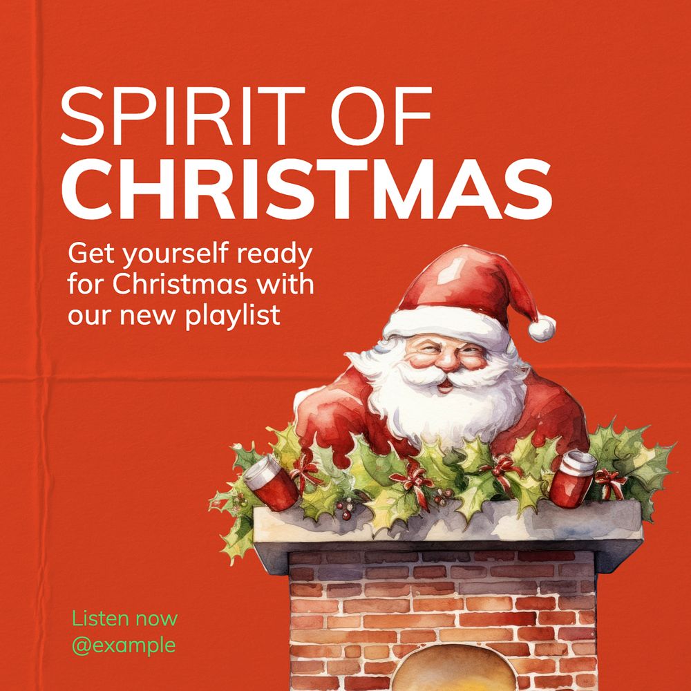 Christmas spirit music Instagram post template, editable text