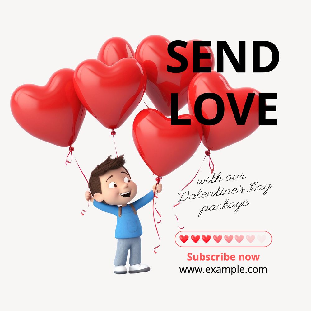 Valentine's day package Instagram post template, editable text