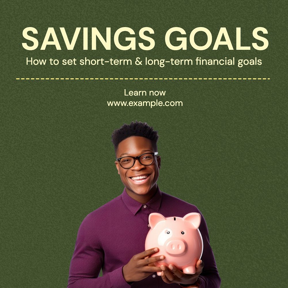 Savings goals Instagram post template, editable text