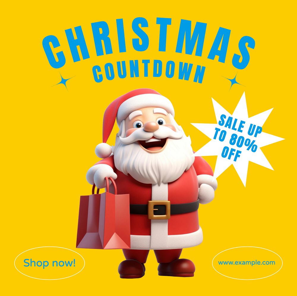 Christmas countdown Instagram post template, editable text