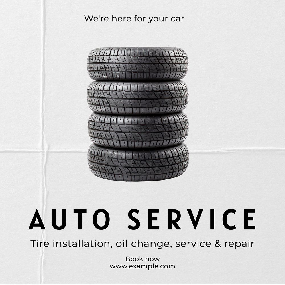 Auto service Instagram post template, editable text