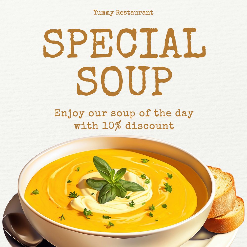 Special soup Instagram post template, editable text