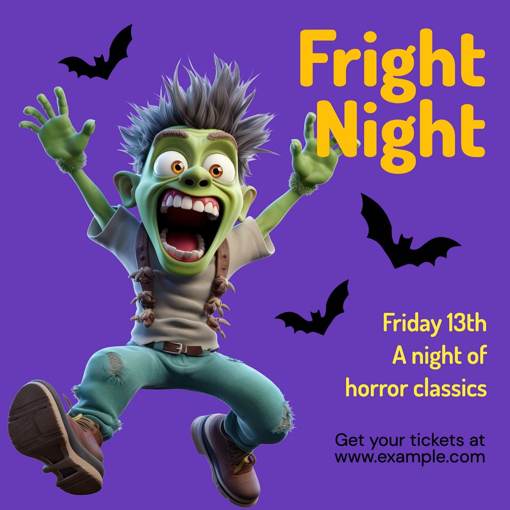 Fright night Instagram post template, editable text