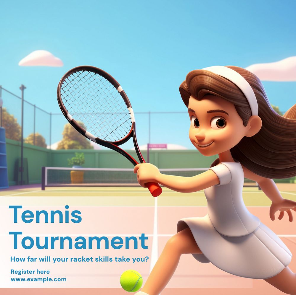 Tennis tournament Instagram post template, editable text