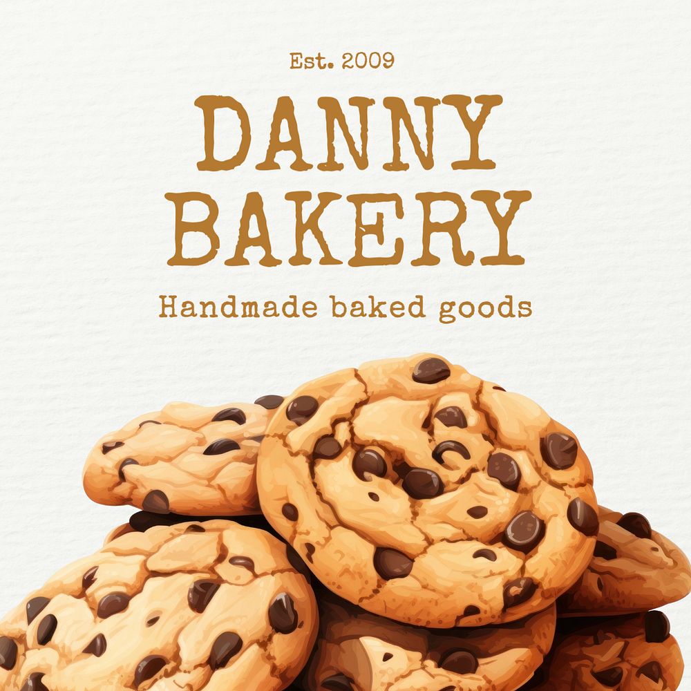 Bakery shop Instagram post template, editable text