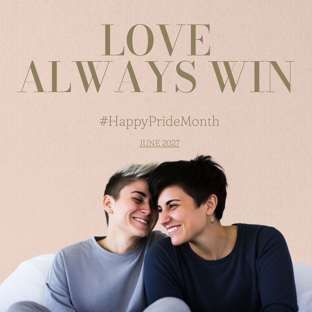 Love always win Instagram post template, editable text