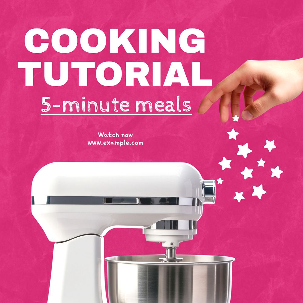 Cooking tutorial Instagram post template, editable text