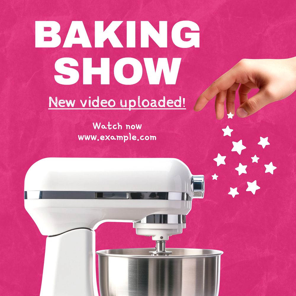 Baking show Instagram post template, editable text