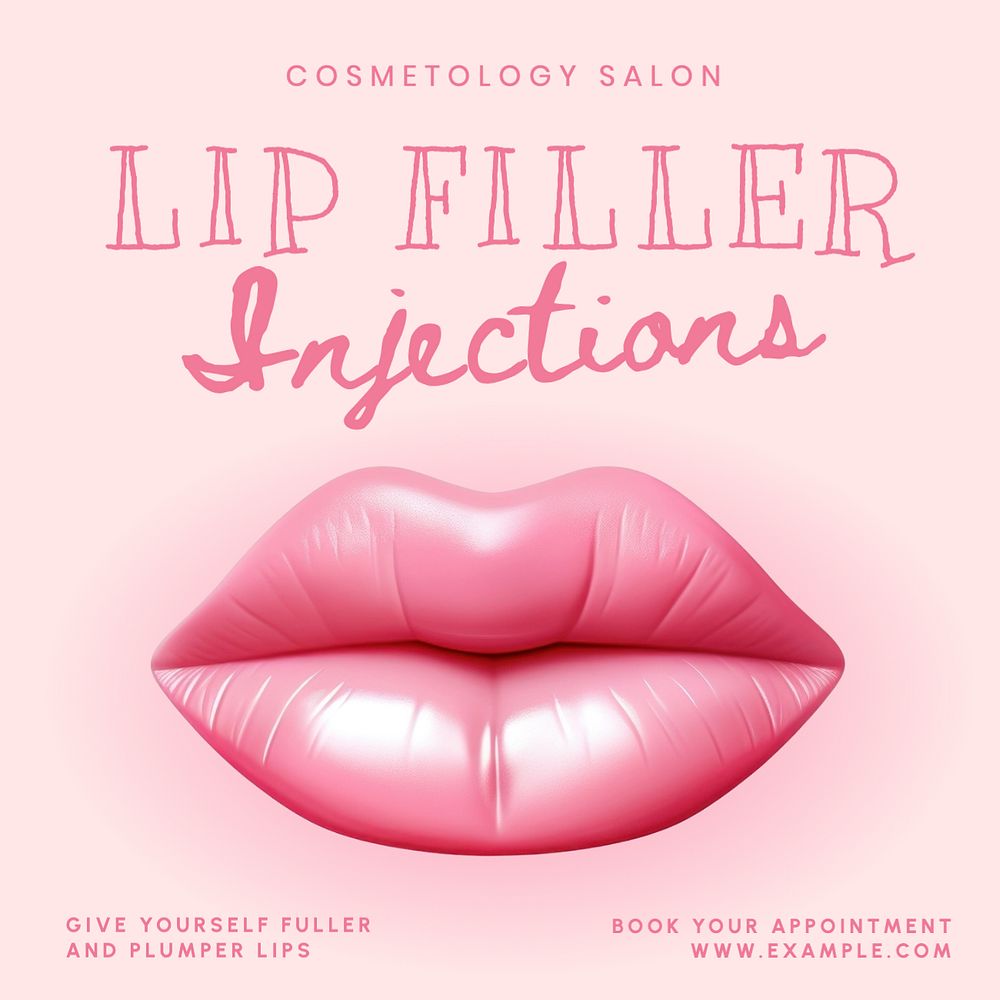 Lip filer injections Instagram post template, editable text