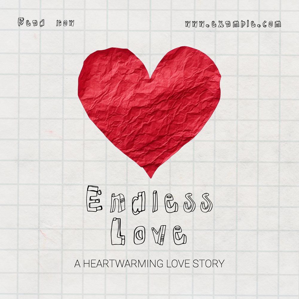 Endless love Instagram post template, editable text