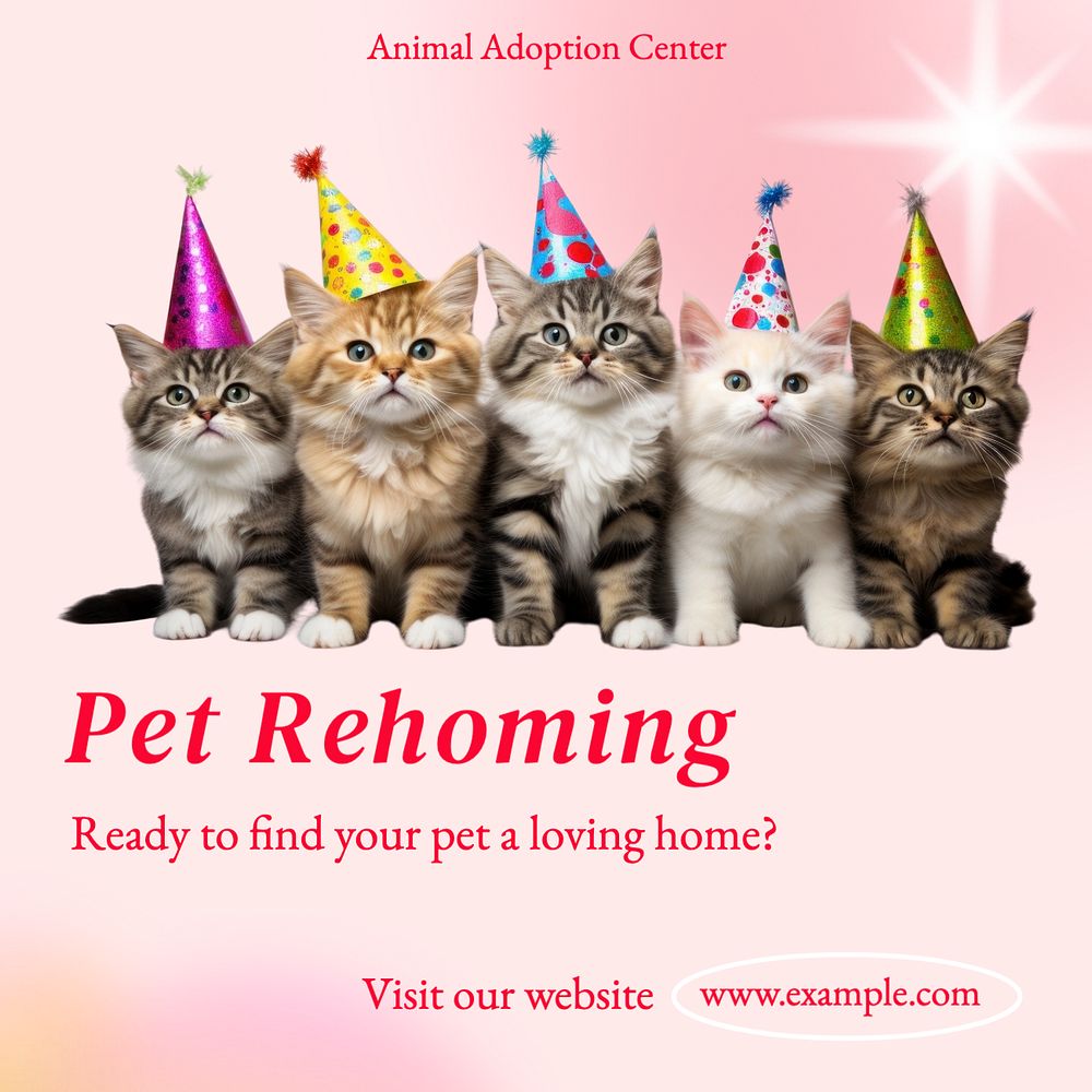 Pet rehoming Instagram post template, editable text