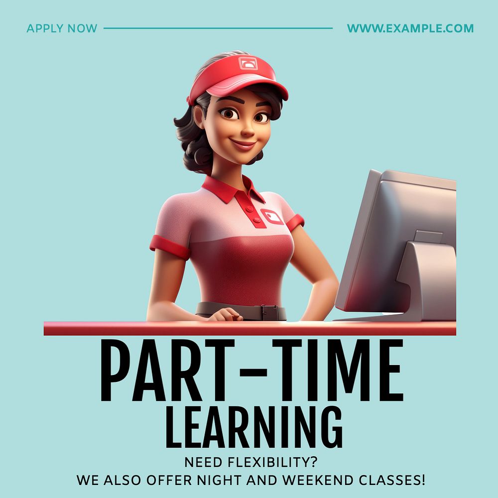 Part-time learning Instagram post template, editable text