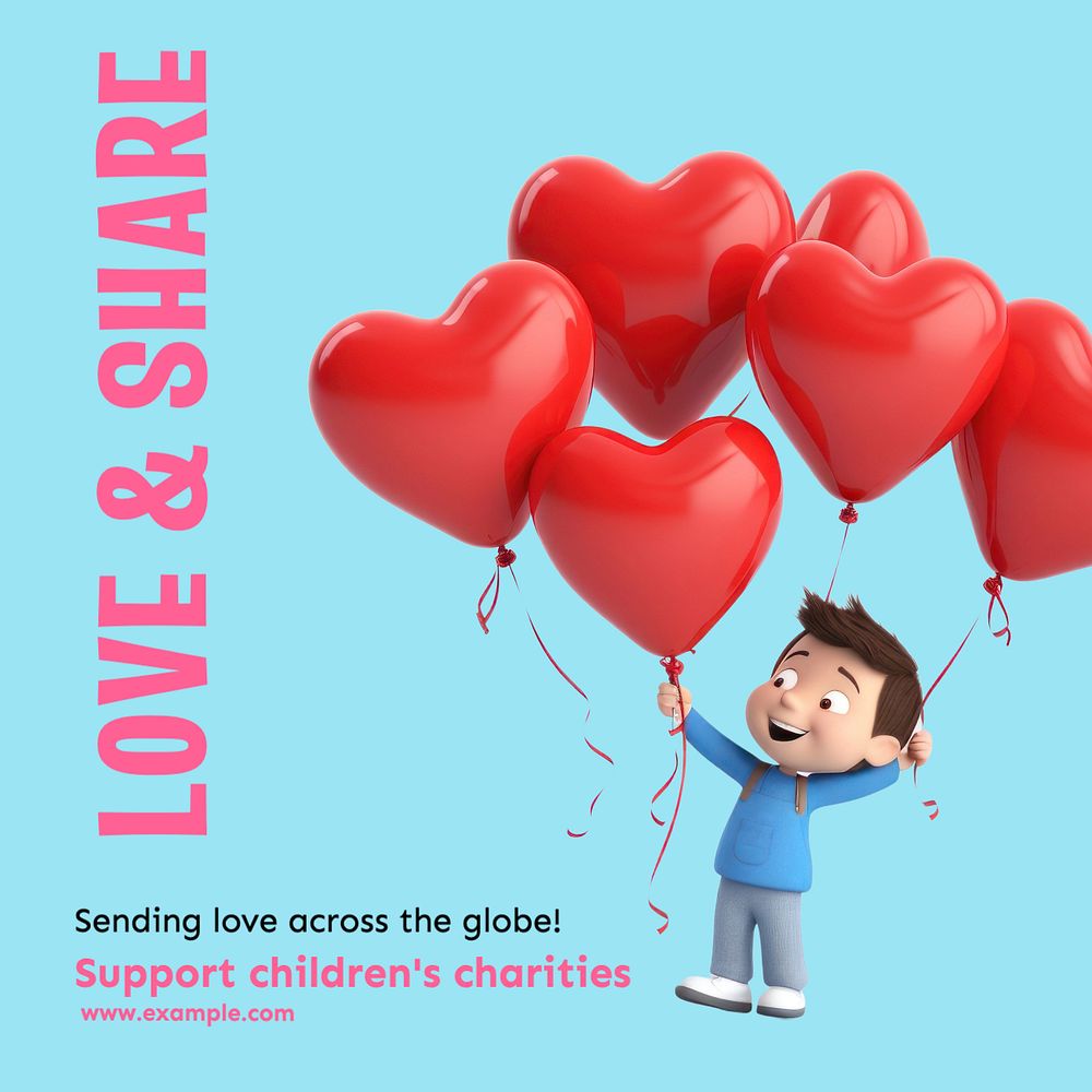 Children charities Instagram post template, editable text