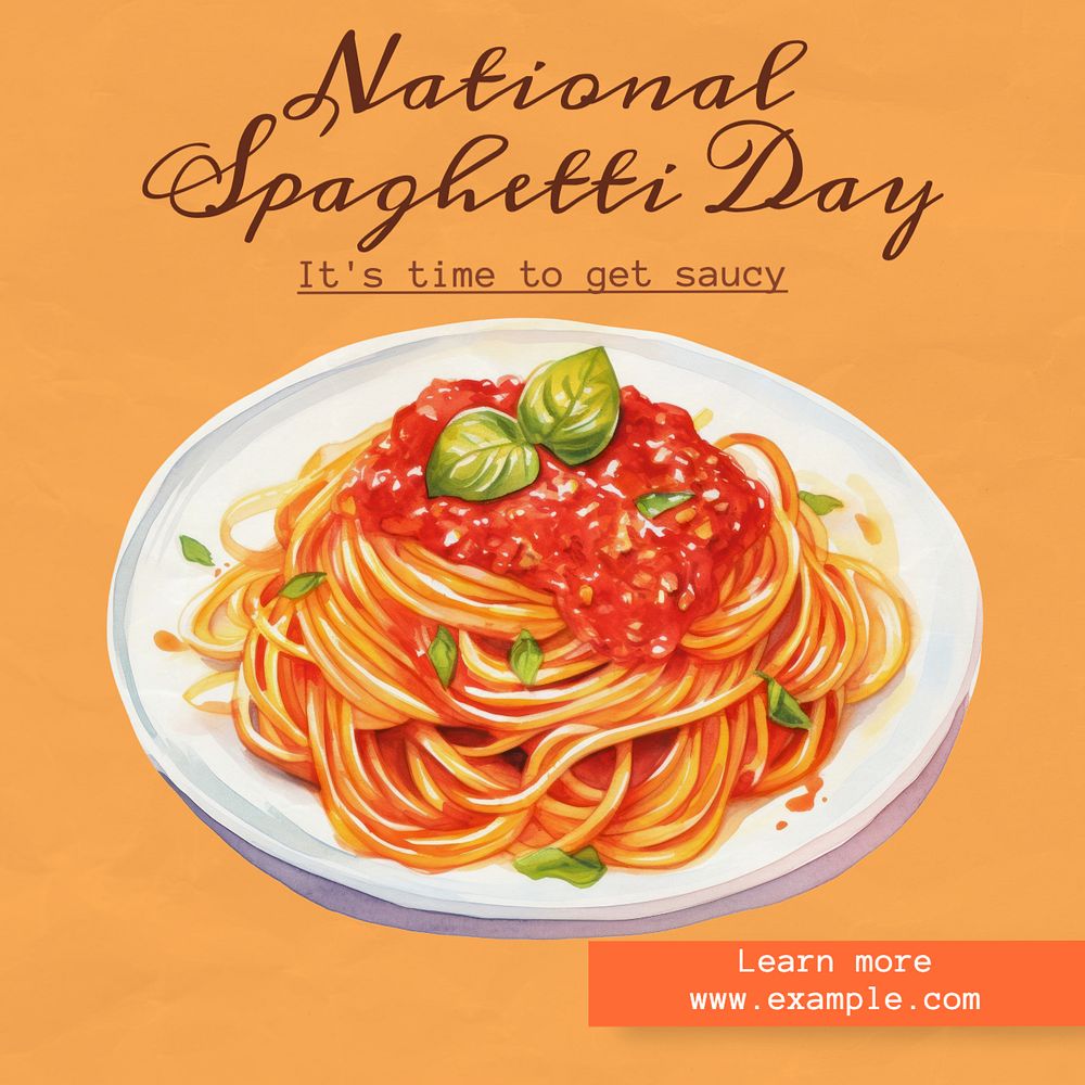 National spaghetti day Instagram post template, editable text