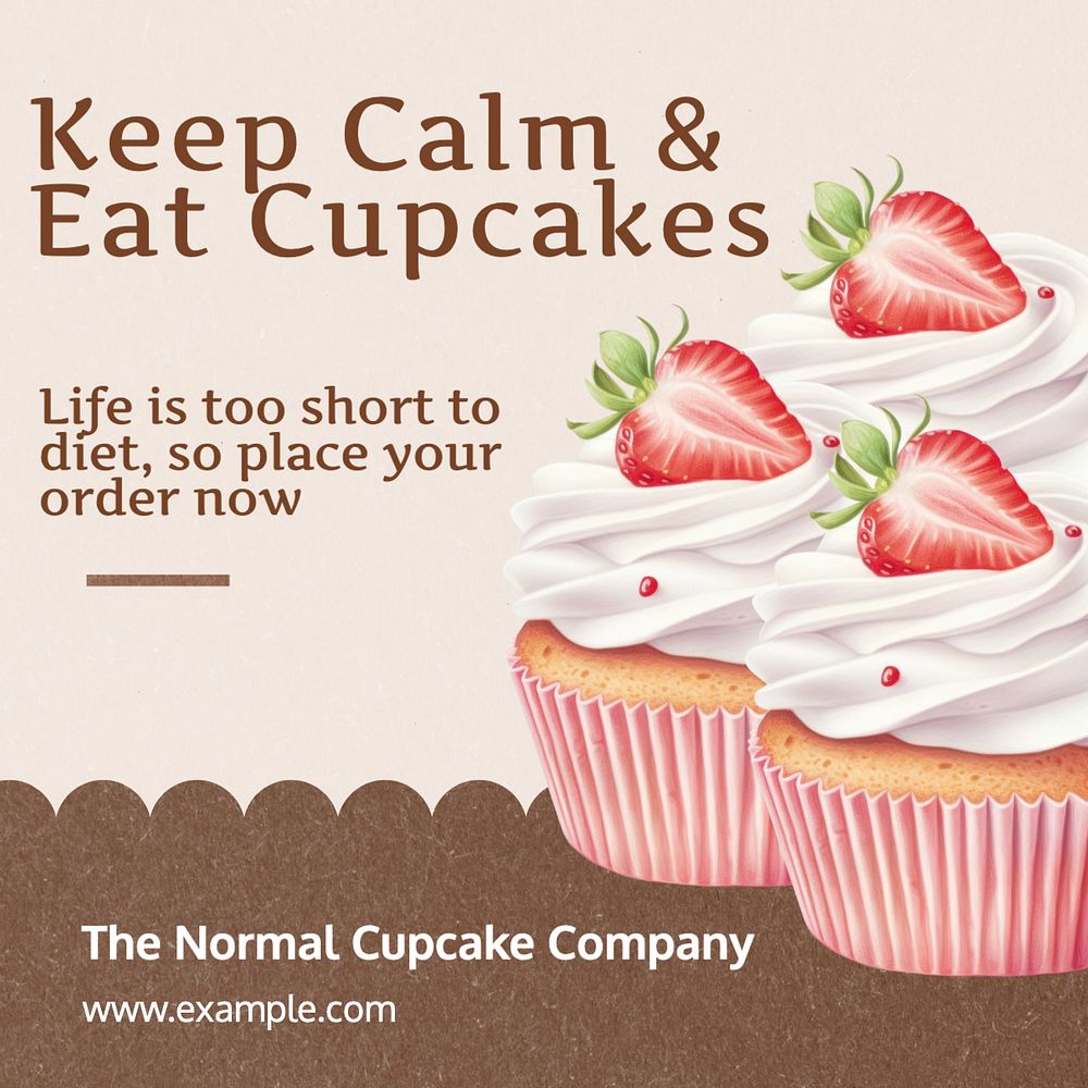 Online cupcake shop Instagram post template, editable text