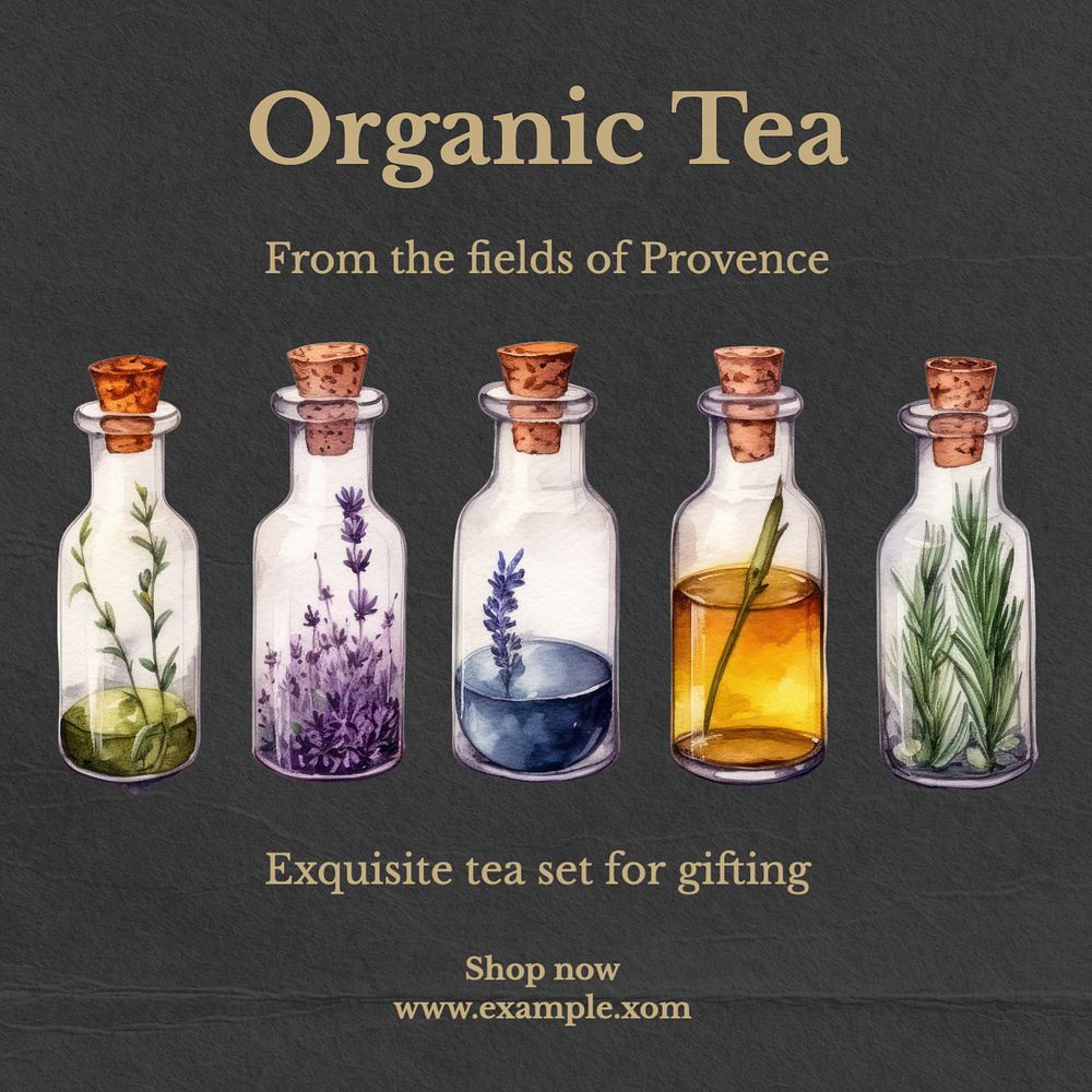 Organic tea Instagram post template, editable text