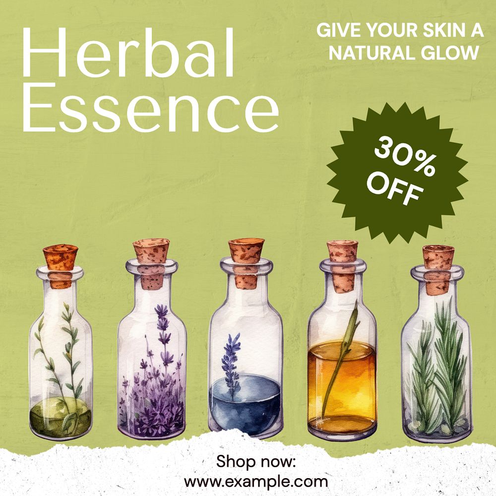 Herbal essence Instagram post template, editable text