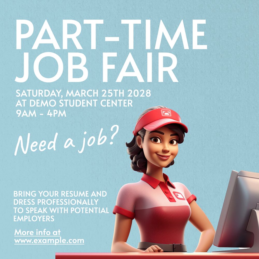 Job fair Instagram post template, editable text